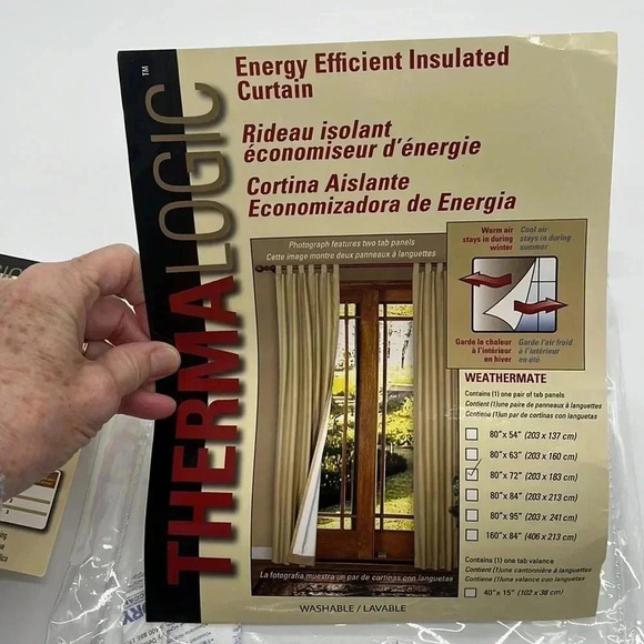 New 100% Cotton Thermalogic Curtains Tab Panels 80 "x72 Energy Efficient 1 Pair - Picture 2 of 9